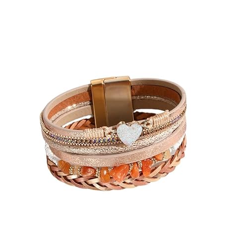Generisch Leder Armband Herr,Handgewebtes Mehrschichtiges Lederarmband Im Ethno-Stil Mit Unregelmäßiger Kiesschnalle Und Magnetverschluss, Energieschmuck Für Damen, Schwarz Generisch Leder Armband Herr,Handgewebtes Mehrschichtiges Lederarmband Im Ethno-Stil Mit Unregelmäßiger Kiesschnalle Und Magnetverschluss, Energieschmuck Für Damen, Schwarz von Generisch