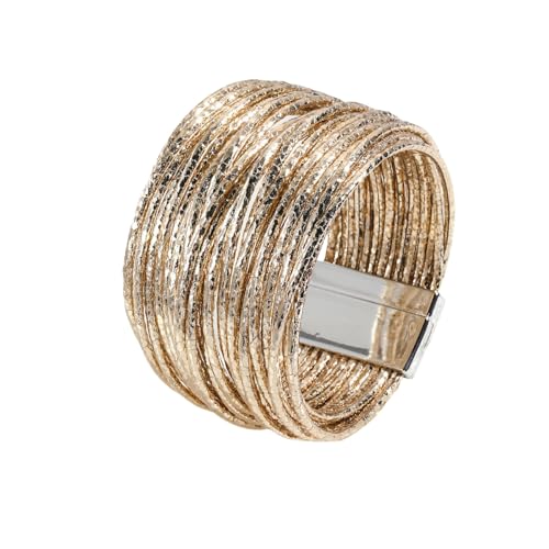 Generisch Leder Armband Herr,Handgewebtes Mehrschichtiges Modisches Bohemian- Armband Aus Pu-Leder Mit Magnetschnalle, Energieschmuck Für Frauen, Schwarz von Generisch