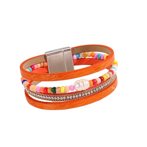 Generisch Leder Armband Herr,Handgewebtes Mehrschichtiges Wickelarmband Aus Modischem Böhmischem Leder Mit Farbigen Perlen Und Magnetschnalle, Energieschmuck Für Frauen Generisch Leder Armband Herr,Handgewebtes Mehrschichtiges Wickelarmband Aus Modischem Böhmischem Leder Mit Farbigen Perlen Und Magnetschnalle, Energieschmuck Für Frauen von Generisch
