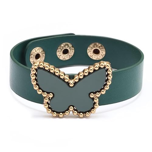Generisch Leder Armband Herr,Verstellbares Handgewebtes Hochwertiges Schmetterlingsarmband Aus Einfarbigem, Vielseitigem Leder Mit Druckknopfschnalle, Energieschmuck Für Frauen von Generisch