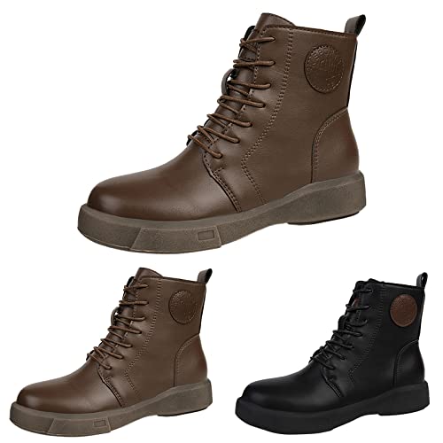 Generisch Leder Outdoorschuhe, Verschleißfest Arbeitsschuhe, Klassische Kurzschaft Stiefel, Stiefeletten Herren, Moderne Schnürboots Wanderstiefel Für Männer, Schnürstiefeletten Boots, Freizeitschuhe von Generisch