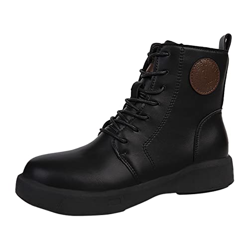 Generisch Leder Outdoorschuhe, Verschleißfest Arbeitsschuhe, Klassische Kurzschaft Stiefel, Stiefeletten Herren, Moderne Schnürboots Wanderstiefel Für Männer, Schnürstiefeletten Boots, Freizeitschuhe von Generisch