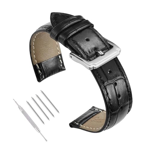 Generisch Leder-Uhrenarmband mit Schnellverschluss, handgefertigtes Armband for Männer, Größen 18mm19mm20mm21mm22mm(Black,21mm) von Generisch