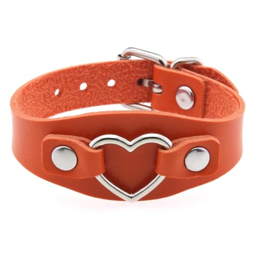 Generisch Lederarmband,Mehrfarbiges Herz-Lederarmband für Paare Punk Gothic Bunt Verstellbar Herzring Rock-Wickelarmband Stilvolles Unisex-Design für Sie Oder Ihn Accessoire Orange Generisch Lederarmband,Mehrfarbiges Herz-Lederarmband für Paare Punk Gothic Bunt Verstellbar Herzring Rock-Wickelarmband Stilvolles Unisex-Design für Sie Oder Ihn Accessoire Orange von Generisch
