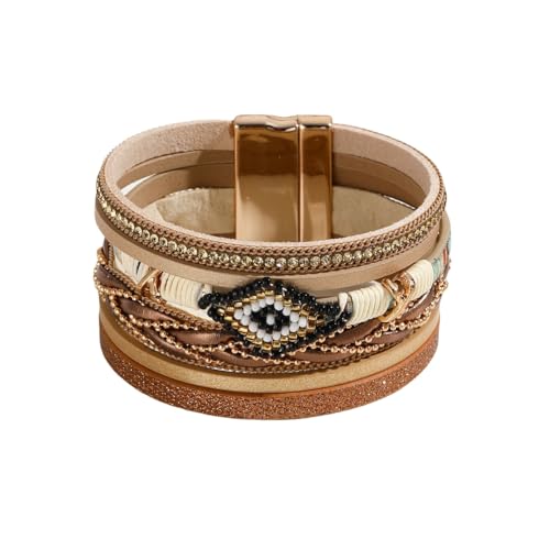 Generisch Lederarmband Damen,Handgewebtes Mehrschichtiges Modisches Böhmisches Reisperlen-Lederarmband Mit Magnetschnalle, Energieschmuck Für Frauen Generisch Lederarmband Damen,Handgewebtes Mehrschichtiges Modisches Böhmisches Reisperlen-Lederarmband Mit Magnetschnalle, Energieschmuck Für Frauen von Generisch