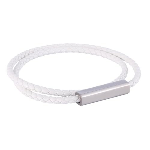 Generisch Lederarmband Herren, 4Mm Magnetverschluss Lederarmband Weiß Handgefertigtes Geflochtenes Armband Dünn Paarschmuck Mit Beutel Geburtstagsgeschenke Für Ihn Freund Beste Freundin Generisch Lederarmband Herren, 4Mm Magnetverschluss Lederarmband Weiß Handgefertigtes Geflochtenes Armband Dünn Paarschmuck Mit Beutel Geburtstagsgeschenke Für Ihn Freund Beste Freundin von Generisch
