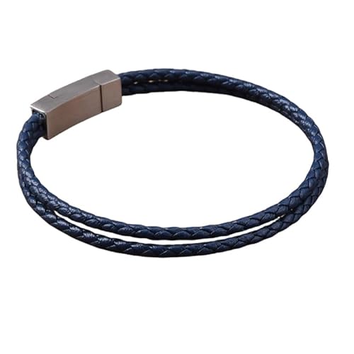 Generisch Lederarmband Herren, Creative Twist Geflochtenes Lederarmband, Gothic, Doppellagig, Gewebtes Armband, Punk Manschettenarmreif Für Männer, Frauen, Vater, Schmuck Mit Geschenkbox, Blau, 21 Generisch Lederarmband Herren, Creative Twist Geflochtenes Lederarmband, Gothic, Doppellagig, Gewebtes Armband, Punk Manschettenarmreif Für Männer, Frauen, Vater, Schmuck Mit Geschenkbox, Blau, 21 von Generisch