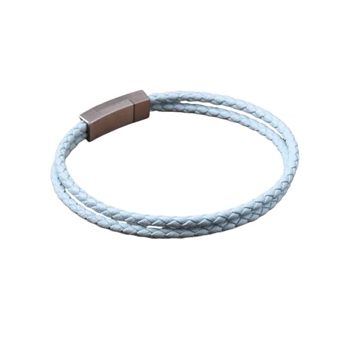 Generisch Lederarmband Herren, Handgewebtes -Leder- Doppel-Einfaches Mehrfarbiges Geflochtenes Lederarmband, Energieschmuck Für Männer Und Frauen, Hellblau, 18 Cm Generisch Lederarmband Herren, Handgewebtes -Leder- Doppel-Einfaches Mehrfarbiges Geflochtenes Lederarmband, Energieschmuck Für Männer Und Frauen, Hellblau, 18 Cm von Generisch