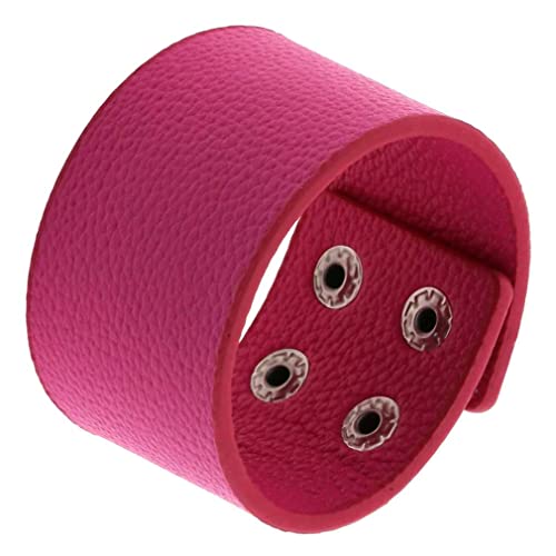 Generisch Lederarmband Herren,Breites Manschettenarmband Gothic-Armband Punkrock Biker-Ring Breites Armband Lederarmband Verstellbar Vintage-Armreif für Sie Oder Ihn Accessoire Rosérot von Generisch