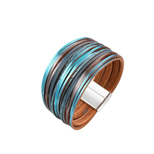 Generisch Lederarmband Herren,Handgewebtes Mehrschichtiges Modisches Ethno-Lederarmband Mit Magnetschnalle Im Mehrzeiligen Prägedesign, Energieschmuck Für Frauen, Gold Generisch Lederarmband Herren,Handgewebtes Mehrschichtiges Modisches Ethno-Lederarmband Mit Magnetschnalle Im Mehrzeiligen Prägedesign, Energieschmuck Für Frauen, Gold von Generisch