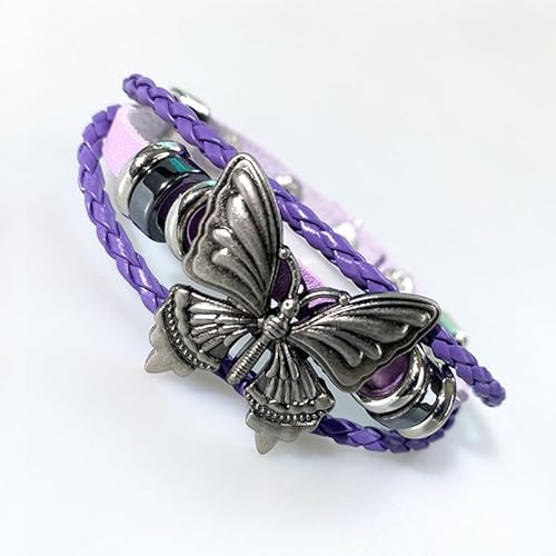 Generisch Lederarmband Männer, Handgewebtes Mehrschichtiges Retro- Pop-Punk-Armband Aus Dunklem Schmetterlingsleder, Energieschmuck Für Frauen, Hellviolett Generisch Lederarmband Männer, Handgewebtes Mehrschichtiges Retro- Pop-Punk-Armband Aus Dunklem Schmetterlingsleder, Energieschmuck Für Frauen, Hellviolett von Generisch