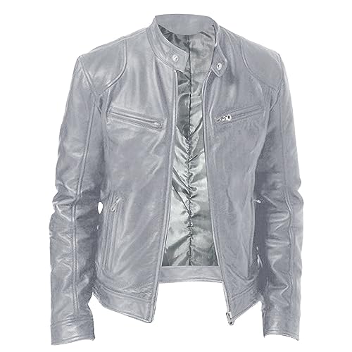 Generisch Lederjacke Herren Echtleder Motorrad Jacke Herren Pilotenjacke Vintage Freizeit Lederblouson von Generisch