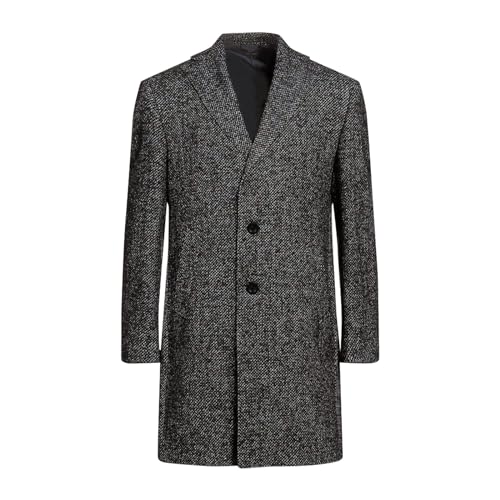 Generisch Ledermantel Herren Schwarz Lang, Mantel Regular Fit Winter Outdoor Business Übergangsmantel Slim Fit Herrenmantel Lang Jacket Men Frühling Kurtki Zimowe Meskie (XXL, Dunkelgrau) von Generisch