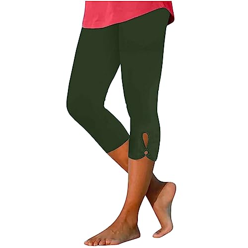 Generisch Leggings Damen 3/4 Caprihose Sommer Wanderhose Lässig Weich Jogginghose Elastische High Waist Sommerhose Capri Hose Atmungsaktiv Sporthose Elegant Yogahose Leicht Strandhose von Generisch