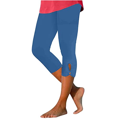Generisch Leggings Damen 3/4 Caprihose Sommer Wanderhose Lässig Weich Jogginghose Elastische High Waist Sommerhose Capri Hose Atmungsaktiv Sporthose Elegant Yogahose Leicht Strandhose von Generisch