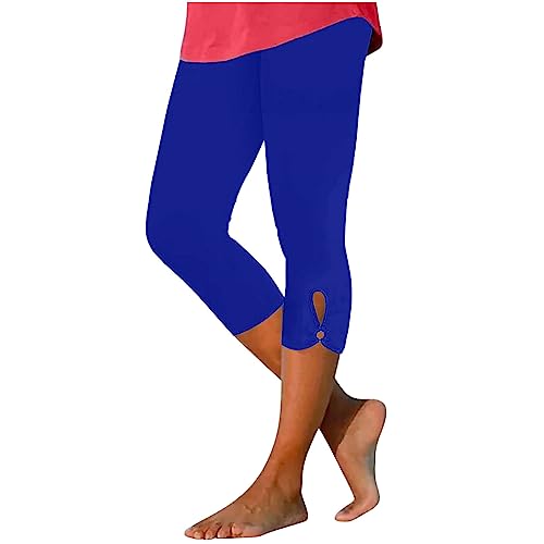 Generisch Leggings Damen 3/4 Caprihose Sommer Wanderhose Lässig Weich Jogginghose Elastische High Waist Sommerhose Capri Hose Atmungsaktiv Sporthose Elegant Yogahose Leicht Strandhose von Generisch