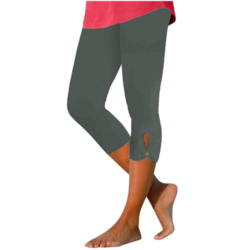 Generisch Leggings Damen 3/4 Caprihose Sommer Wanderhose Lässig Weich Jogginghose Elastische High Waist Sommerhose Capri Hose Atmungsaktiv Sporthose Elegant Yogahose Leicht Strandhose von Generisch