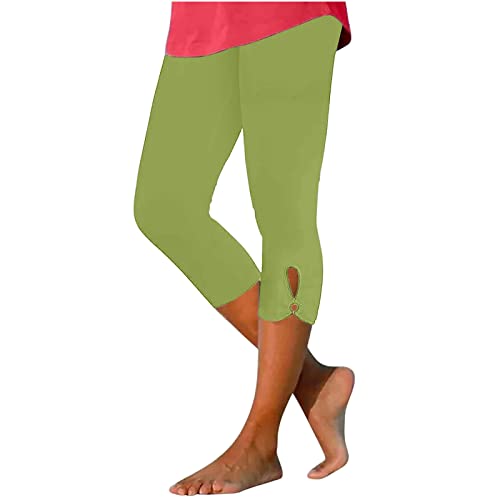 Generisch Leggings Damen 3/4 Caprihose Sommer Wanderhose Lässig Weich Jogginghose Elastische High Waist Sommerhose Capri Hose Atmungsaktiv Sporthose Elegant Yogahose Leicht Strandhose von Generisch