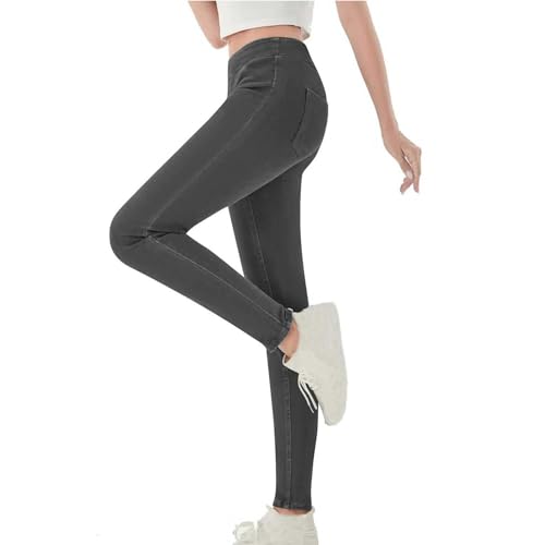Generisch Leggings Damen mit Taschen Yogahose Damen Lang High Waist Jeggings Stretch Jeansoptik Damenhose Eng Frauen Elegant Jogginghose Skinny Fit Hosen Yoga Bequeme Sporthose Lange Jegging von Generisch