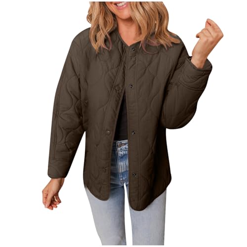 Generisch Leicht Winterjacke Damen Baggy Oberbekleidung Button Down Freizeitmantel Casual Übergangsmantel Modische Damenjacke Langarm Jacke Urlaub Reisen Outdoorjacke Wintermantel Kuscheljacke von Generisch