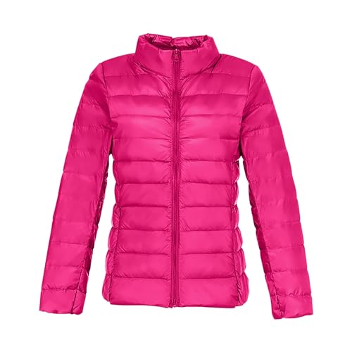 Generisch Leichte Daunenjacke Damen Basc Einfarbig Daunenmantel Lightweight Steppjacke Frauen Leicht Packable Down Jacket Federleichte Daunenjacke Dünne Winterjacke Damen Puffer Jacke(A e-1,L) von Generisch