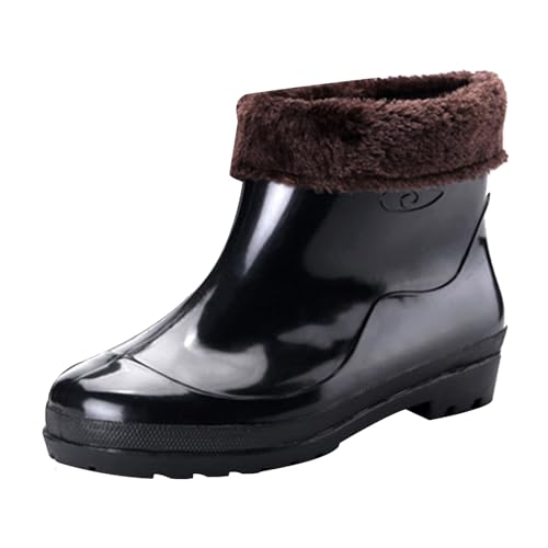 Generisch Leichte Gummistiefel Damen Stiefel Wasserdicht Man Short Cotton Rainboots Rubber Boots for Garden Man Rain Footwear Rain Shoes Schwarz Schuhe Herren Winter (Black,38) von Generisch