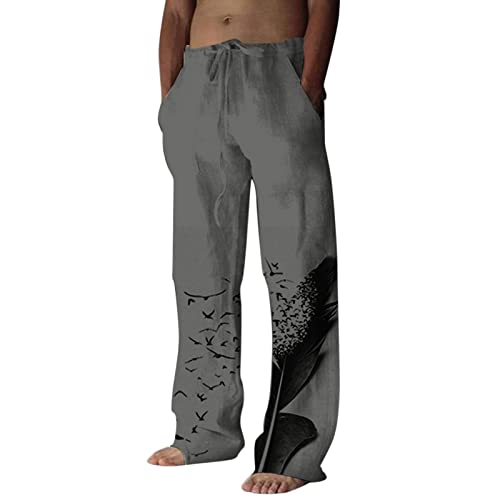 Generisch Leichte Leinenhose Herren Freizeithose Lang Haremhose Yogahose lässig Urlaubhose Herren Stoffhose Jogginghose Herren Leinen Herren Für Arbeit/Sport/Zuhause von Generisch