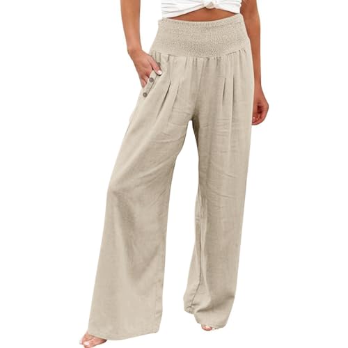 Generisch Leichte Sommerhose Damen Leinenhose Freizeithose Pumphose Palazzo Stoffhose Marlenehose Elegante Baggy High Waist Hosen Boho Kleidung Sommer Leinen Strandhose Linen Pants Beige M Generisch Leichte Sommerhose Damen Leinenhose Freizeithose Pumphose Palazzo Stoffhose Marlenehose Elegante Baggy High Waist Hosen Boho Kleidung Sommer Leinen Strandhose Linen Pants Beige M von Generisch