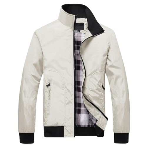 Generisch Herren Bomberjacke Langarm Sommer Freizeit Übergangsjacke Einfach Windjacke Blouson Jacke Khaki 4XL von Generisch