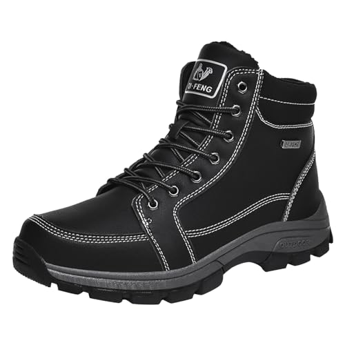 Generisch Leichte und Warme Winterwanderschuhe, Herren Combat Boots, Männer Stiefeletten, Rutschfeste Wanderschuhe, Einfarbig Schlupfstiefel, Winter für Wandern Arbeiten Camping Outdoor Schuhe von Generisch