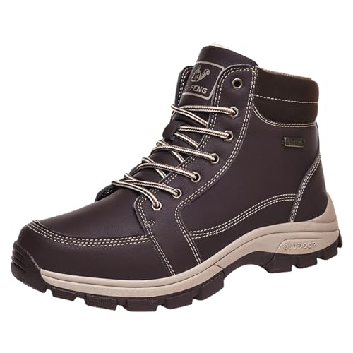 Generisch Leichte und Warme Winterwanderschuhe, Herren Combat Boots, Männer Stiefeletten, Rutschfeste Wanderschuhe, Einfarbig Schlupfstiefel, Winter für Wandern Arbeiten Camping Outdoor Schuhe von Generisch
