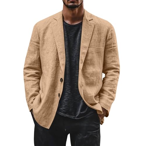 Generisch Leinen Blazer Herren,Sakko Leichter Atmungsaktives Anzugjacke Oversized Locker Sportsakko Freizeit Outdoor Blazerjacke Weich Bequem Übergangsjacke Vielseitiger Slim Fit Sportjacke von Generisch