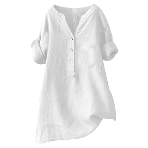 Generisch Leinen Shirt Damen Kurzarm Longbluse Elegant Leinenbluse Sommer Oversize Musselin-Bluse Oversized Große Größen Hemdbluse Lang Leinenhemd Schicke Oberteile Leinenblusen Longshirt Hemd Generisch Leinen Shirt Damen Kurzarm Longbluse Elegant Leinenbluse Sommer Oversize Musselin-Bluse Oversized Große Größen Hemdbluse Lang Leinenhemd Schicke Oberteile Leinenblusen Longshirt Hemd von Generisch