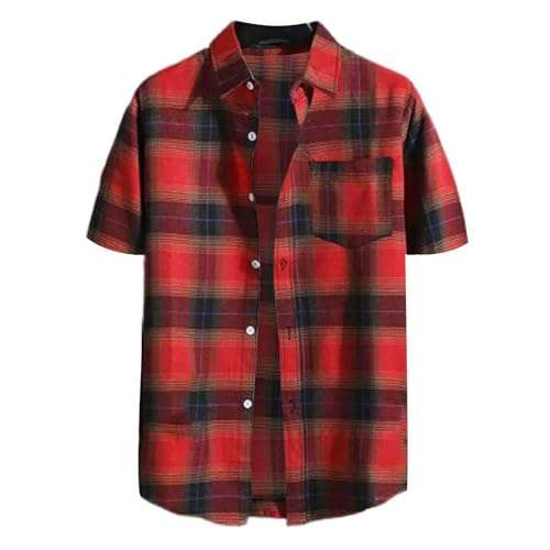 Generisch Leinenhemd Herren Kurzarm Button Down Herrenhemden Mit 1 Brusttaschen Sommer Hemden Einfarbige Freizeithemd Sommerhemd Regular Fit funktionshemd Leicht Oberteile Wanderhemd Herren Kurzarm von Generisch