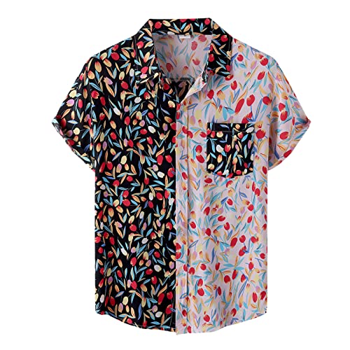 Generisch Leinenhemd Herren Kurzarm Hemd Button Down Regular Fit Freizeithemden Sommer Strand Leinen Shirt Hawaii KostüM Outdoor Hemden von Generisch