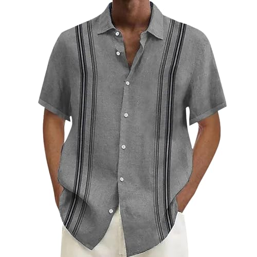 Generisch Leinenhemd Herren Kurzarm Hemd Freizeithemd Businesshemd Sommerhemd mit Brusttasche Casual Shirts Regular Fit S-4XL Hemd Herren Kurzarm Schwarz Rot Natürliche und umweltfreundliche Stoffe von Generisch