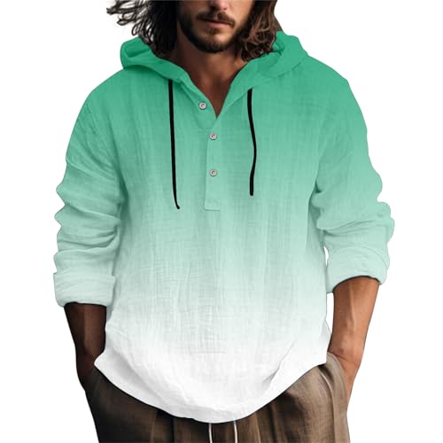 Generisch Leinenhemd Herren Kurzarm Hemd Mit Kapuze Sommer Einfarbig Freizeithemd Locker Button-Up Sommerhemd Leicht Luftig Herrenhemd Bequeme Weich Herrenhemd Kurzarmhemd Kapuzenhemd Strandhemd von Generisch