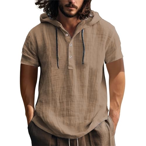 Generisch Leinenhemd Herren Kurzarm Hemd mit Kapuze Leinen Hoodie Einfarbig Hoody Oberteile Knopfleiste Sommerhemden Sommer Bequeme Weich Leinen Tshirt Kurzarmhemd Kapuzenhemd Freizeithemd Strandhemd Generisch Leinenhemd Herren Kurzarm Hemd mit Kapuze Leinen Hoodie Einfarbig Hoody Oberteile Knopfleiste Sommerhemden Sommer Bequeme Weich Leinen Tshirt Kurzarmhemd Kapuzenhemd Freizeithemd Strandhemd von Generisch