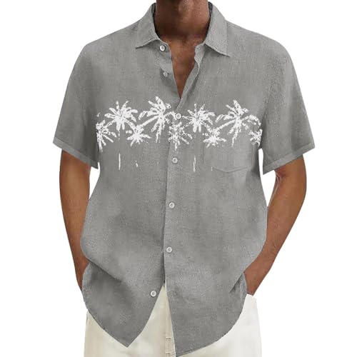Generisch Leinenhemd Herren Kurzarm Sommer Hemd Button Down Regular Fit Freizeithemden Strand Leinen Shirt Herrenhemd Weiss Kurzarm BüGelfrei Natürliche Faltenästhetik von Generisch