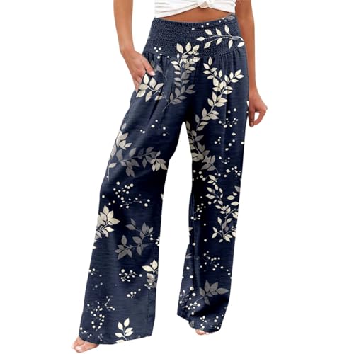 Generisch Leinenhose Damen Lang Boho Sommerhose Musselin Baumwolle Leichte Und Luftige High Waist Freizeithose Bein Strandhose Frauen Weite Hose 24 Marineblau M Generisch Leinenhose Damen Lang Boho Sommerhose Musselin Baumwolle Leichte Und Luftige High Waist Freizeithose Bein Strandhose Frauen Weite Hose 24 Marineblau M von Generisch