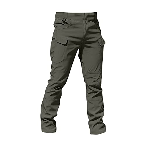 Generisch Leinenhose Herren, City Special Service Hose Army Fan Activewear Für Herren Cargohose Stretch Lang Outdoor Hosen Elastische Taille Pants Mit Taschen Yogahose Work Pants Stretch (M, Gray) von Generisch