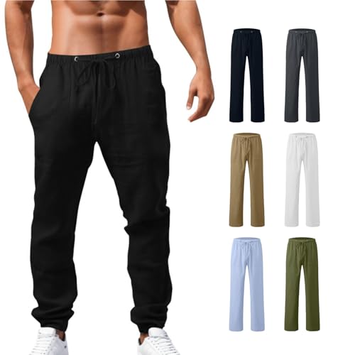 Generisch Leinenhose Herren Atmungsaktiv Sommerhose Leicht Komfortabel Freizeithose mit Kordelzug Casual Strandhosen Taschen Loungewear Elastischer Bund Urlaub Yoga Hosen Alltag Männer Hose Generisch Leinenhose Herren Atmungsaktiv Sommerhose Leicht Komfortabel Freizeithose mit Kordelzug Casual Strandhosen Taschen Loungewear Elastischer Bund Urlaub Yoga Hosen Alltag Männer Hose von Generisch
