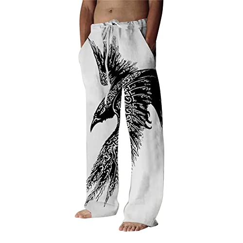 Generisch Leinenhose Herren Sommerhose Leicht Herren mit Kordelzug Strandhose Freizeithose Lang Leinenhose Herren Sommer Für Frühjahr/Sommer von Generisch