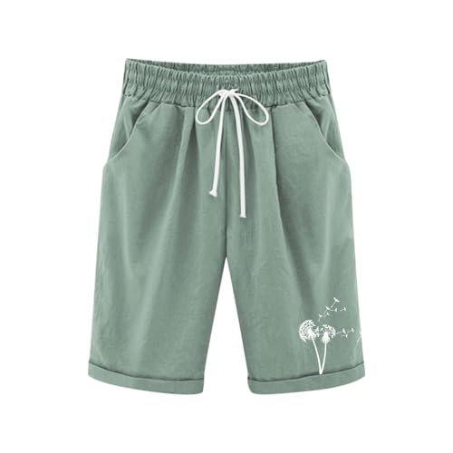 Generisch Leinenhose Kurze Mädchen Leicht Shorts Sommer Freizeit Hose Baumwolle Leinen Strandshorts Elastische Taille Sommerhose Elegant Einfarbig Stoffhose mit Taschen Sweatshorts 3-13 Jahre von Generisch