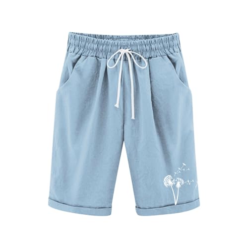 Generisch Leinenhose Kurze Mädchen Leicht Shorts Sommer Freizeit Hose Baumwolle Leinen Strandshorts Elastische Taille Sommerhose Elegant Einfarbig Stoffhose mit Taschen Sweatshorts 3-13 Jahre von Generisch