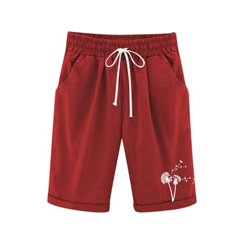 Generisch Leinenhose Kurze Mädchen Leicht Shorts Sommer Freizeit Hose Baumwolle Leinen Strandshorts Elastische Taille Sommerhose Elegant Einfarbig Stoffhose mit Taschen Sweatshorts 3-13 Jahre von Generisch