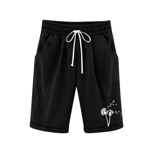 Generisch Leinenhose Kurze Mädchen Leicht Shorts Sommer Freizeit Hose Baumwolle Leinen Strandshorts Elastische Taille Sommerhose Elegant Einfarbig Stoffhose mit Taschen Sweatshorts 3-13 Jahre von Generisch