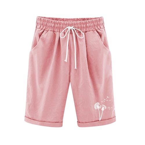Generisch Leinenhose Kurze Mädchen Leicht Shorts Sommer Freizeit Hose Baumwolle Leinen Strandshorts Elastische Taille Sommerhose Elegant Einfarbig Stoffhose mit Taschen Sweatshorts 3-13 Jahre von Generisch