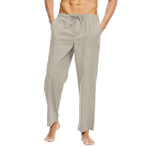 Generisch Leinenhose männer kurz 3/4 Kurze Sommerhose Herren schwarz Sommerhose Herren Slim fit graue Yoga Pants yogahose Herren lang Lange dünne Sommerhose Herren Kurze Sommerhose Herren von Generisch