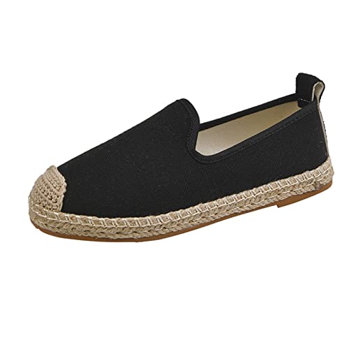 Generisch Leinenschuhe Damen Halbschuhe Sommer Ballerina Schuhe Stoffschuhe Segeltuchschuhe Ballerinas Sportlich Schlupfschuhe Frühling Slipper Flache Für Sommerschuhe Bequem von Generisch